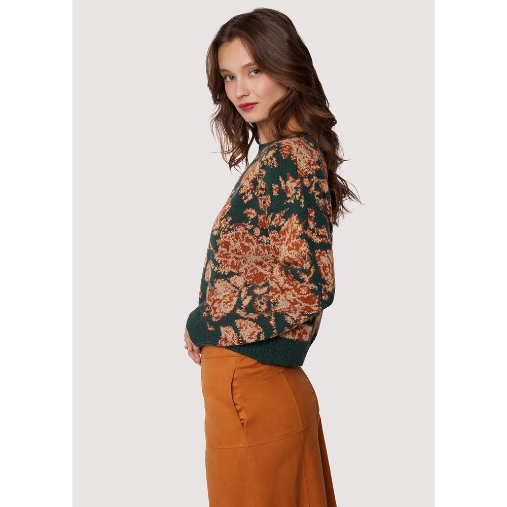 Lost + Wander Rosetta Green Floral Knit Crewneck Pullover Sweater Size S - Picture 2 of 10